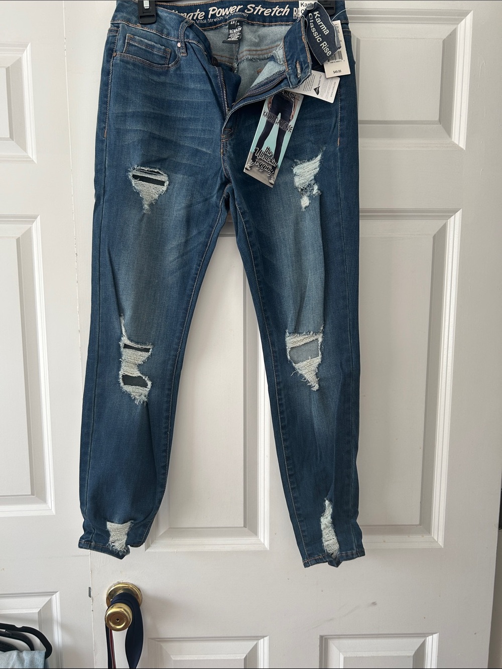 Rewash Distressed Dark Blue Boyfriend Jeans